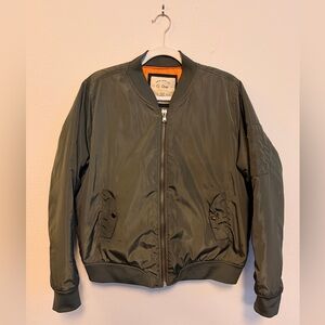 Ci Sono Olive Army Green Bomber Aviator Jacket Orange Lining Y2K Streetwear XL